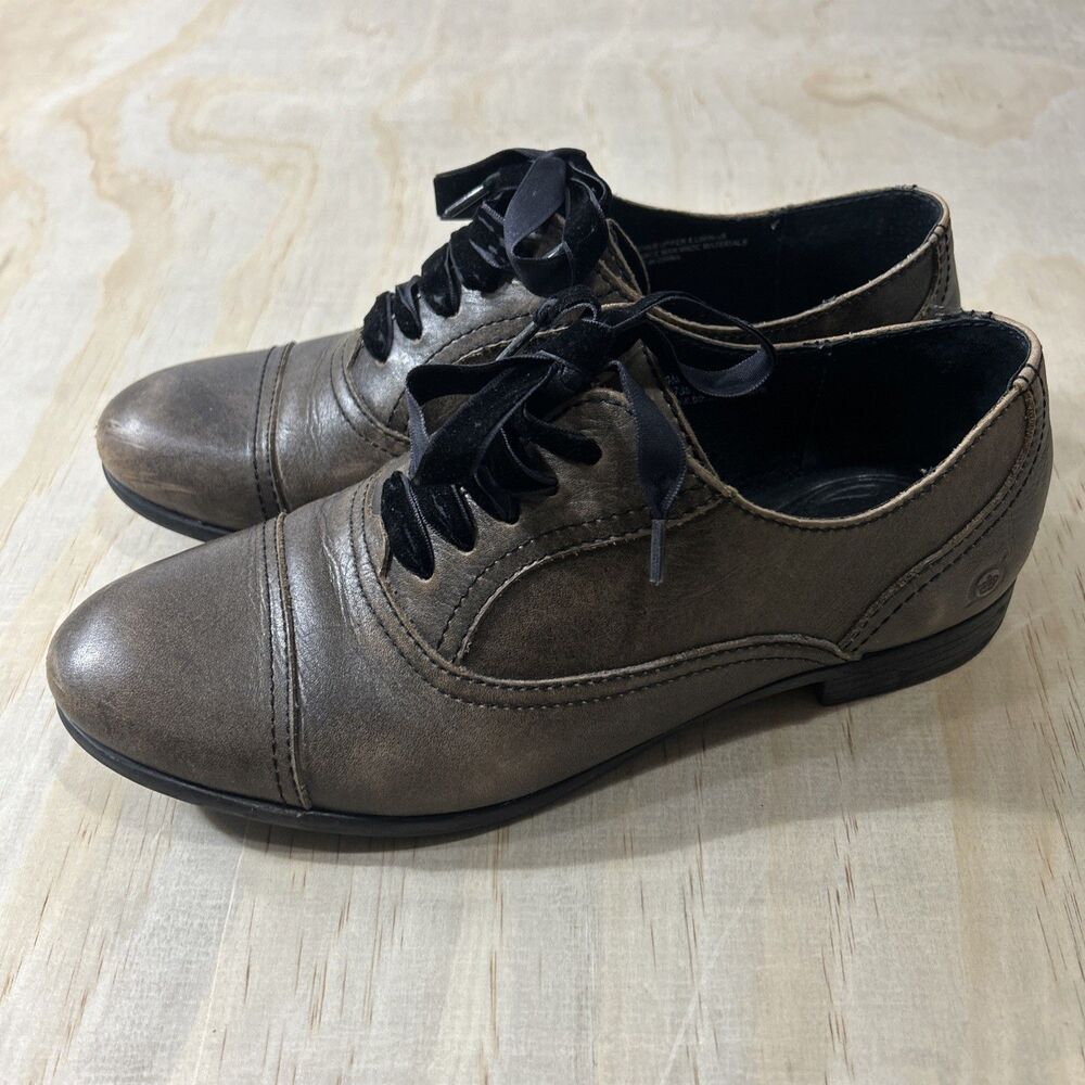 Born Bronze Leather Cap Toe Oxford Lace Up Shoes Women’s 9M Comfort Romantic Edg - Picture 3 of 10